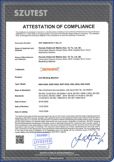 REMATO SZUTEST attestation of compliance